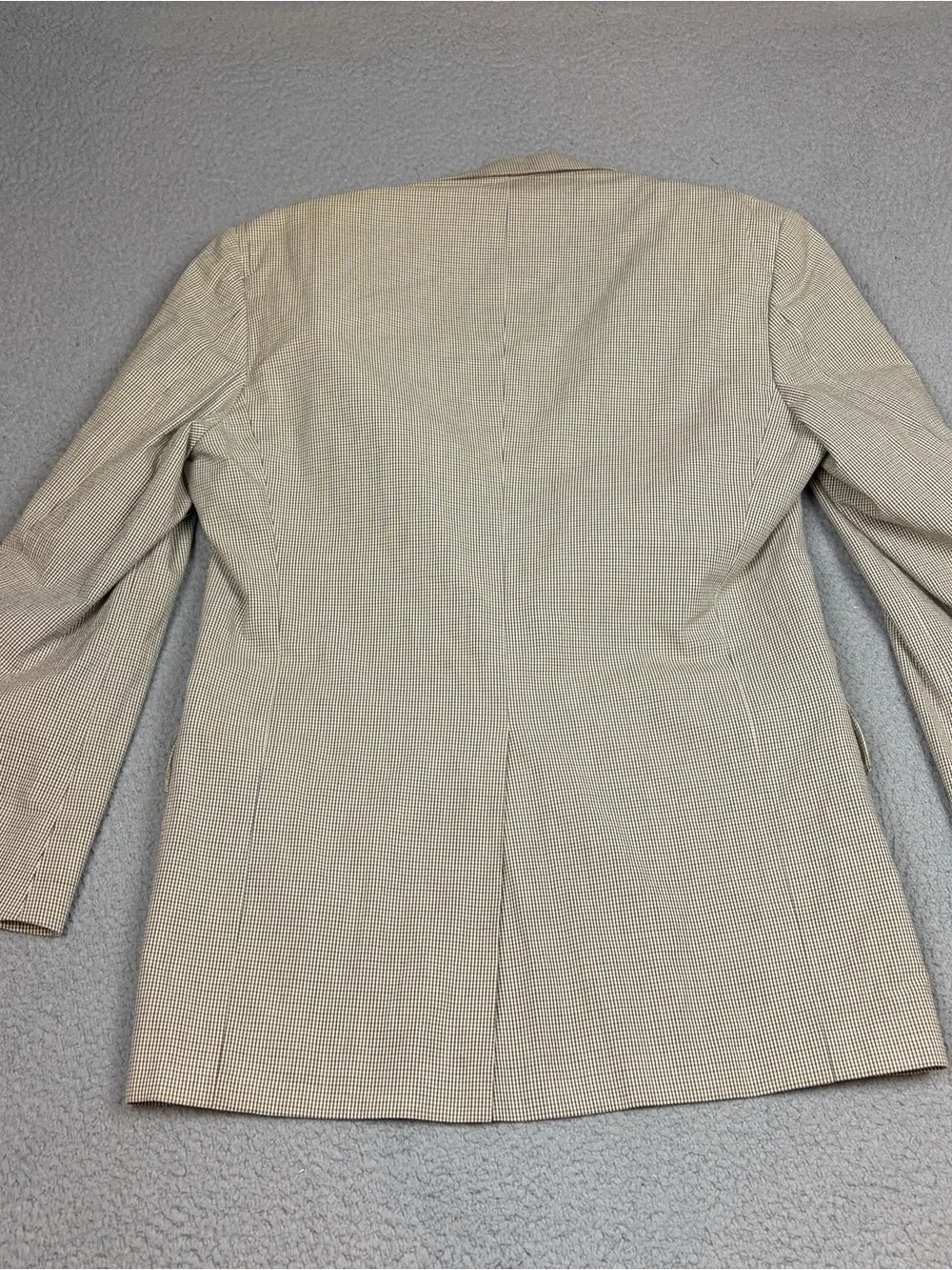 Vtg Brooks Brothers 1818 Blazer Men 43L Beige Silk Linen Wool Gunclub Check USA